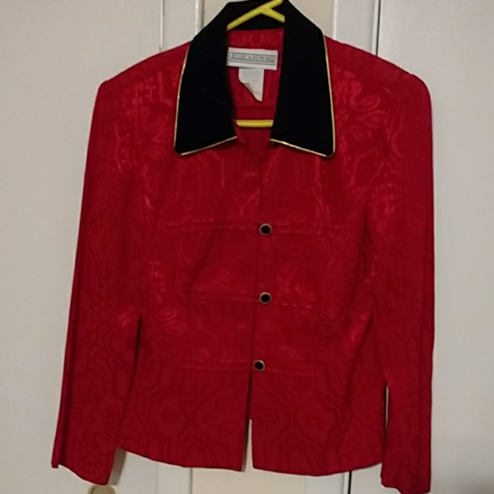 Jessica Howard red and black blazer